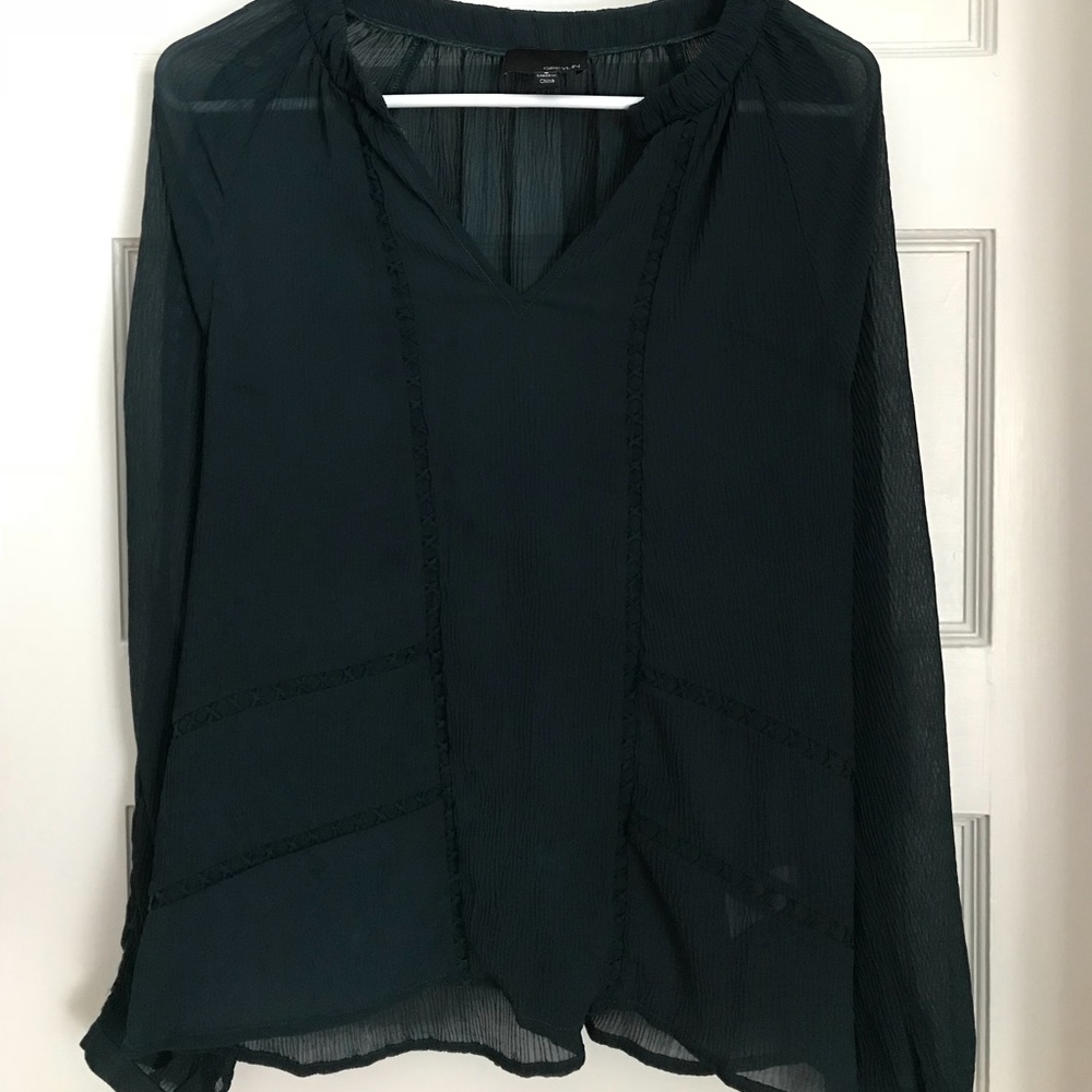 Greylin: dark emerald blouse szS